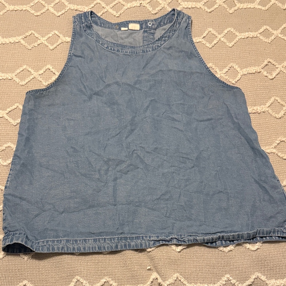 GAP Light Blue Denim Tank Top Split back